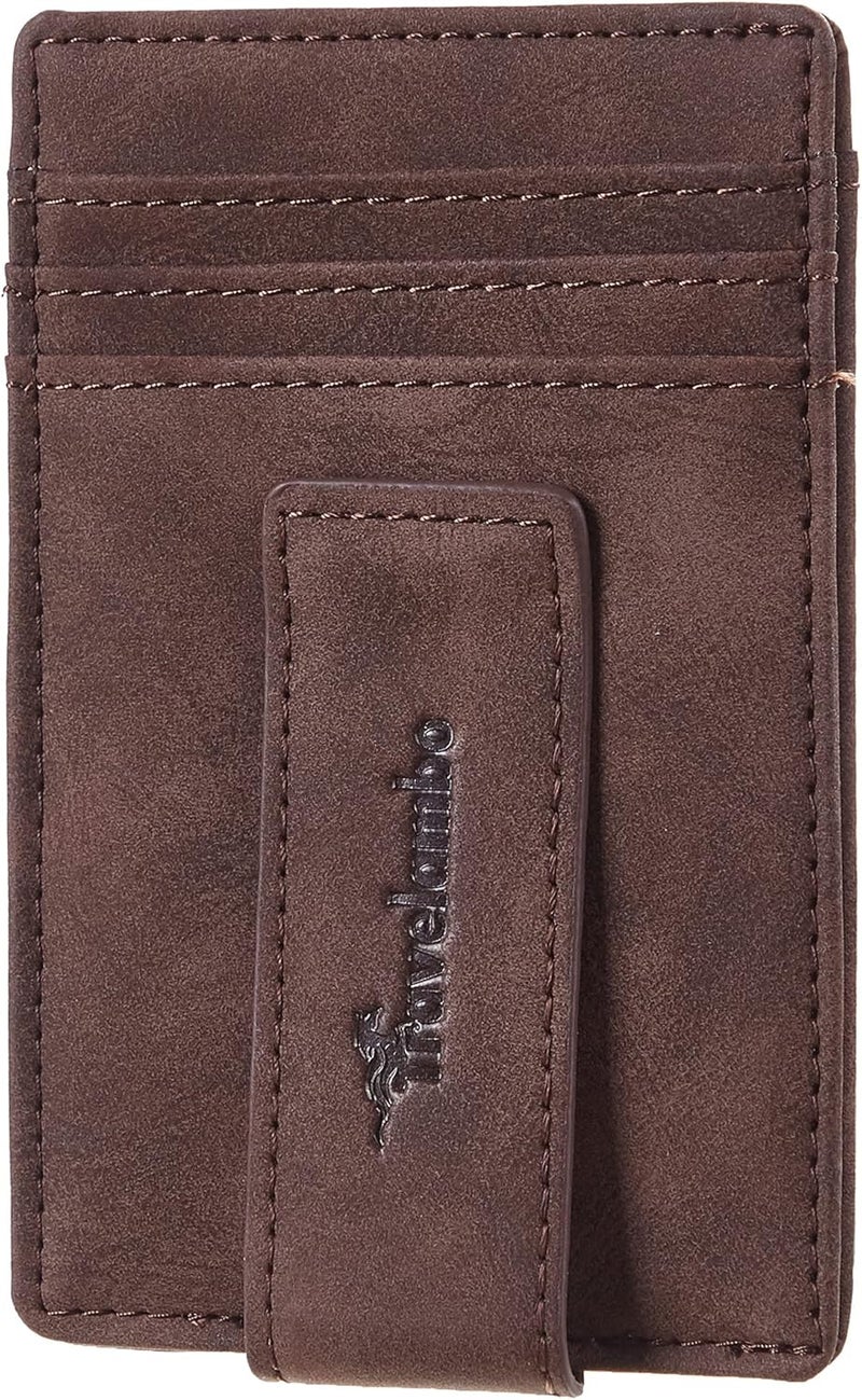 Travelambo Money Clip for Men Magnetic Front Pocket Wallet Slim Wallet Minimalist Card Holder RFID Blocking (Coffee) - Image 1